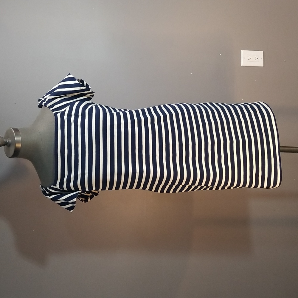 Lauren Ralph Lauren Navy and White Striped Midi Dress